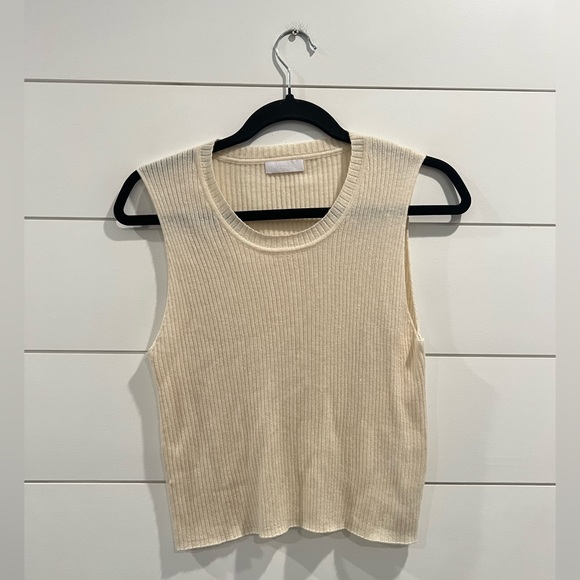 Sablyn cashmere ivory ribbed Angie tank - Picture 2 of 7